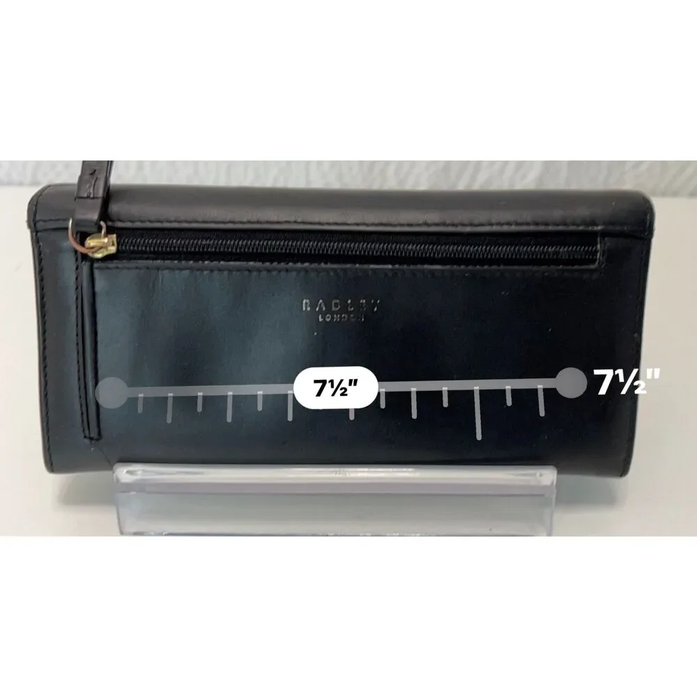 Radley London Heritage Lane black leather flapover wallet